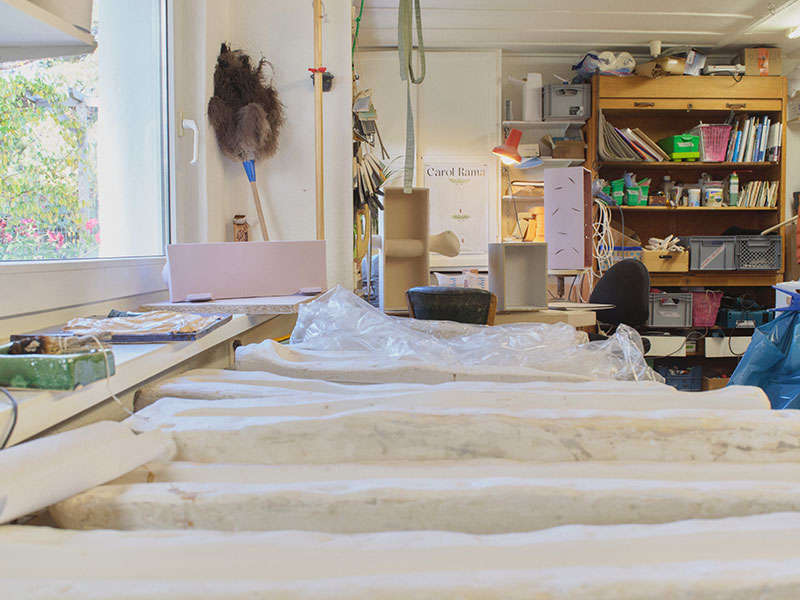 Plaster models on a table