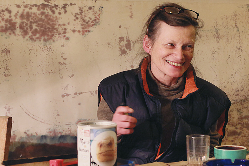 Hanna Frenzel, with brown hair, laughs 