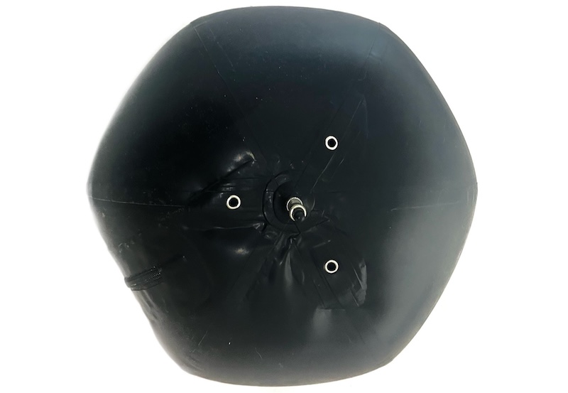 A black sculpture on white background