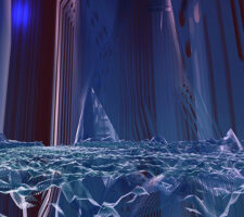 An abstract digital image with purple and blue tones