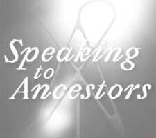 a logo with the words 'speaking to ancestors'