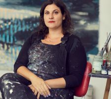 Portrait of Michelle Jezierski in her artist studio photographed by Martin Müller