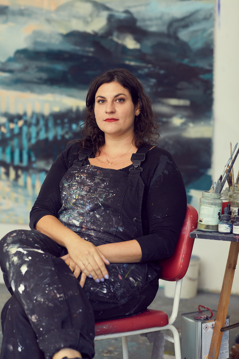 Portrait of Michelle Jezierski in her artist studio photographed by Martin Müller