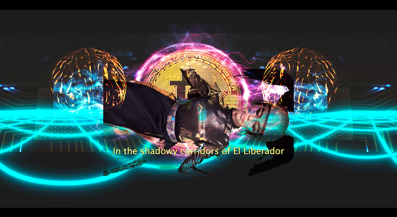 a woman, two golden brains, a coin and text floating